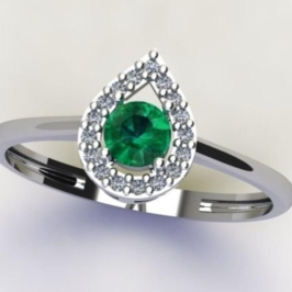 ANEL SOLITÁRIO GOTA 7X9 C/ ZIRC. 4MM RUBI