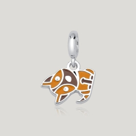 Pingente Felino Estilizado Resinado - Prata 925