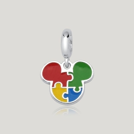 Pingente Mickey Mouse Autismo Resinado - Prata 925