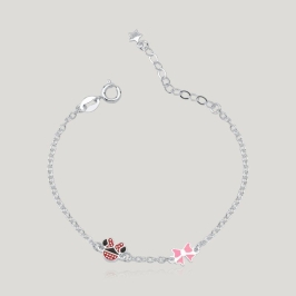 PULSEIRA MINNIE MOUSE E LAÇO C/ RESINA TAM. 15 CM