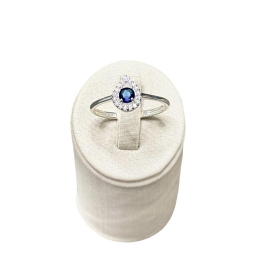 ANEL SOLITÁRIO GOTA C/ ZIRC. 4MM SAFIRA