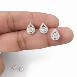 BRINCO GOTA PEDRA 4MM C/ ZIRC. CRISTAL