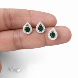 CONJUNTO GOTA PEDRA 4MM C/ ZIRC. ESM.