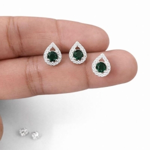 CONJUNTO GOTA PEDRA 4MM C/ ZIRC. ESM.