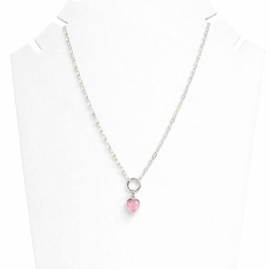 CORRENTE CORAÇÃO QUARTZO ROSA