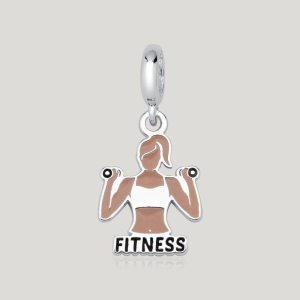 Pingente Mulher Fitness Resinado - Prata 925
