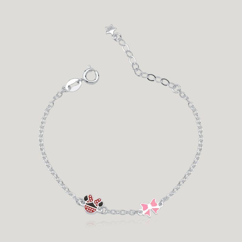 PULSEIRA MINNIE MOUSE E LAÇO C/ RESINA TAM. 15 CM