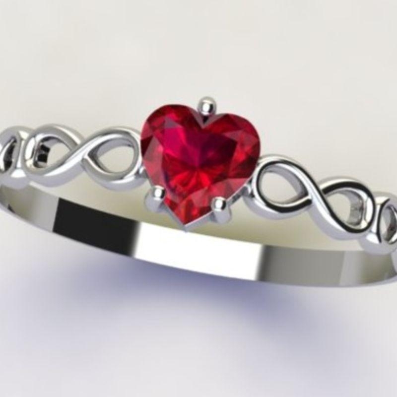 ANEL SOLITÁRIO INFINITO CORAÇÃO C/ ZIRC. 5MM CRISTAL