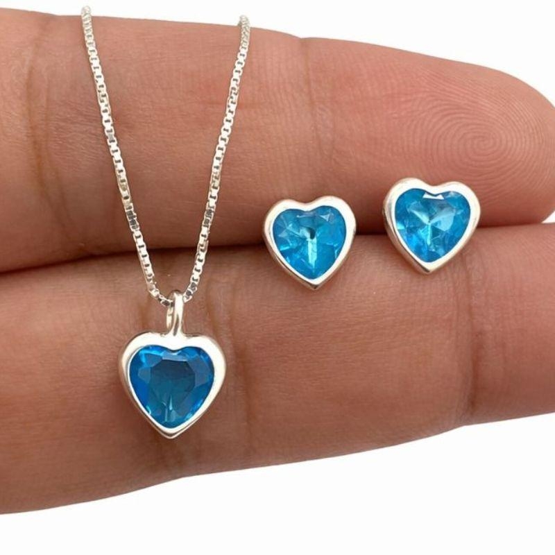 CJ CORAÇÃO 6MM EMBUTIDO AZUL TIFFANY