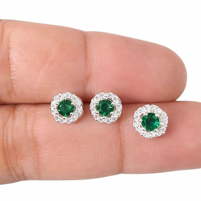 CONJUNTO FLOR PEDRA 4MM C/ ZIRC. ESM.