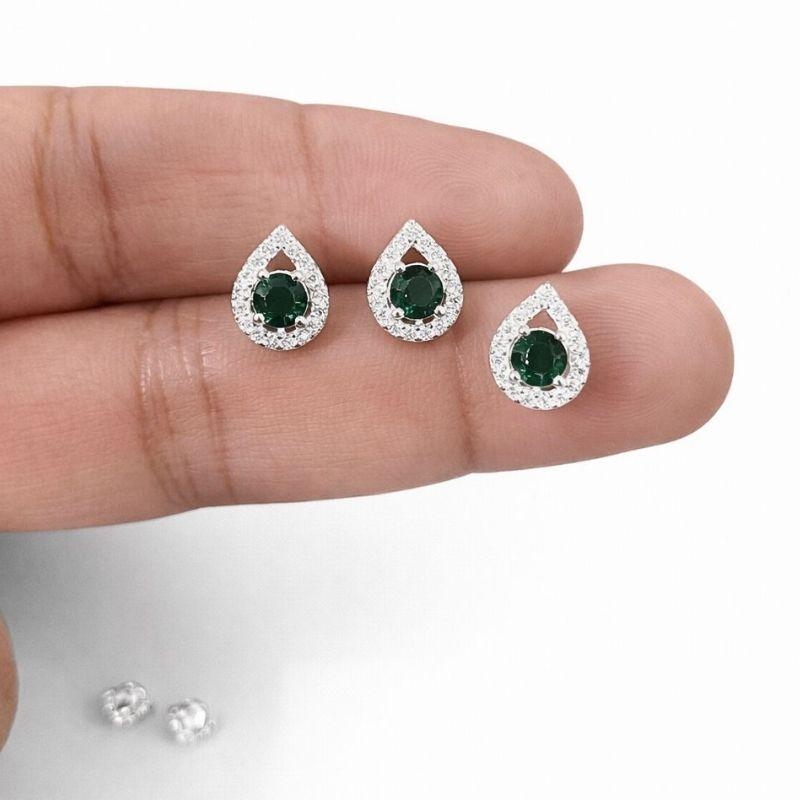 CONJUNTO GOTA PEDRA 4MM C/ ZIRC. ESM.