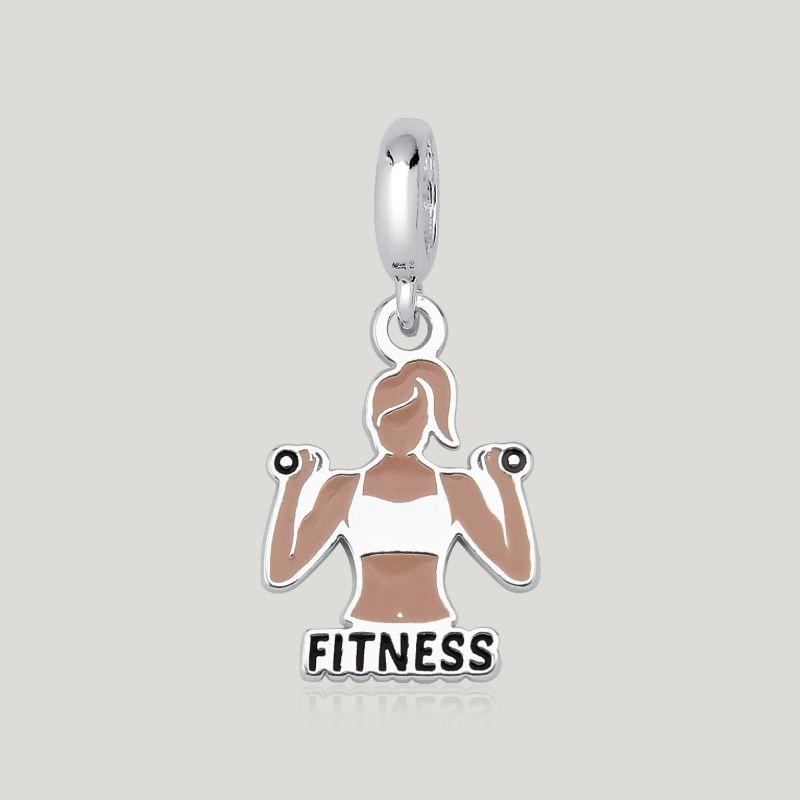 Pingente Mulher Fitness Resinado - Prata 925