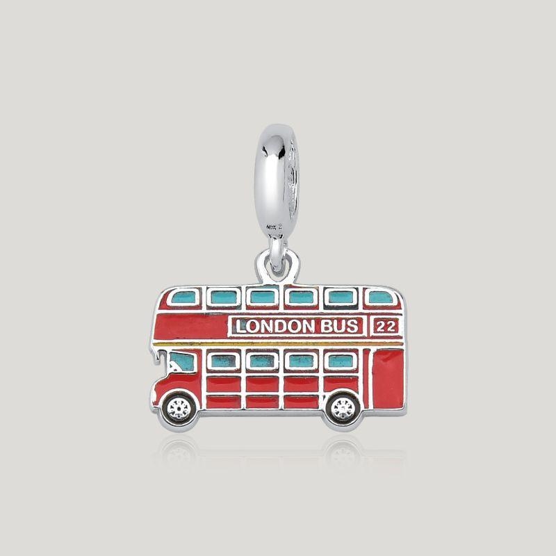 Pingente Ônibus Londrino Resinado - Prata 925