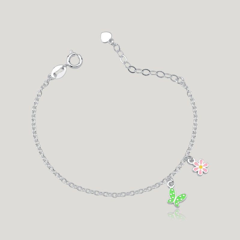 PULSEIRA BORBOLETA E FLOR C/ RESINA TAM. 15 CM