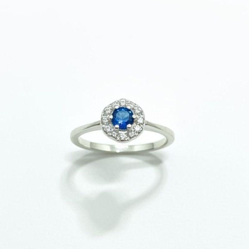 ANEL FLOR  C/ ZIRC. SAFIRA