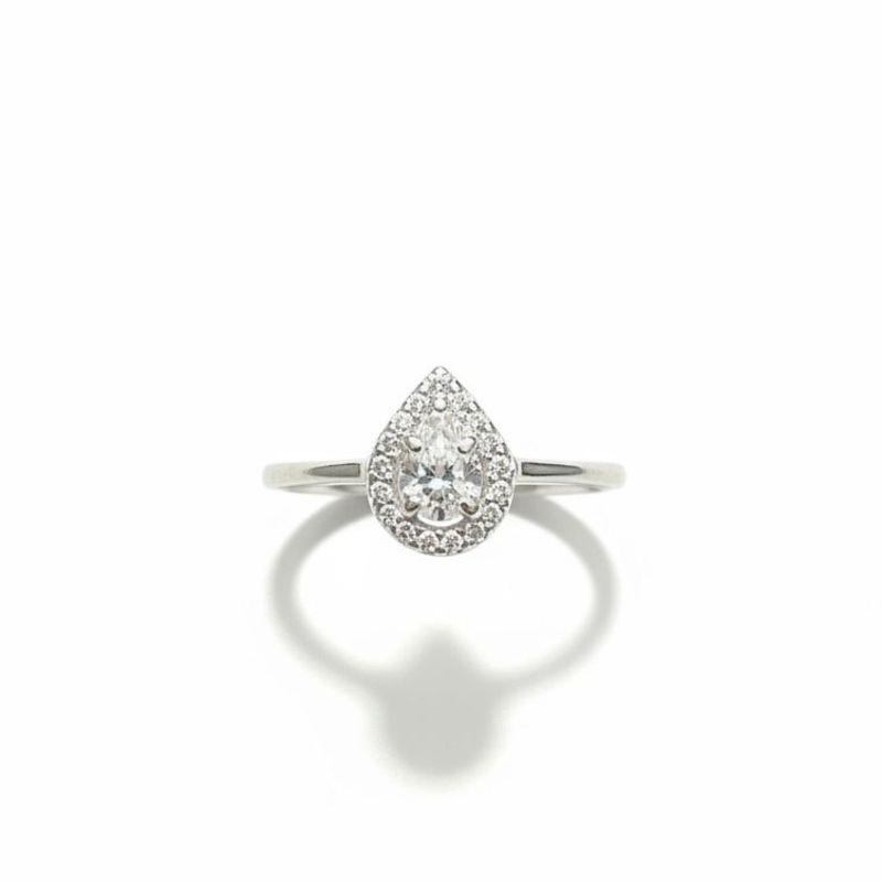 ANEL SOLITÁRIO GOTA C/ ZIRC. 4MM CRISTAL