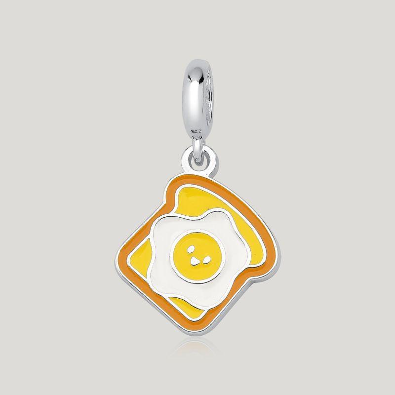 Pingente Pão com Ovo Resinado - Prata 925