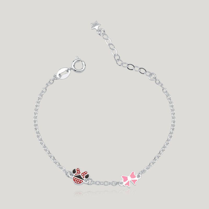 PULSEIRA MINNIE MOUSE E LAÇO C/ RESINA TAM. 15 CM