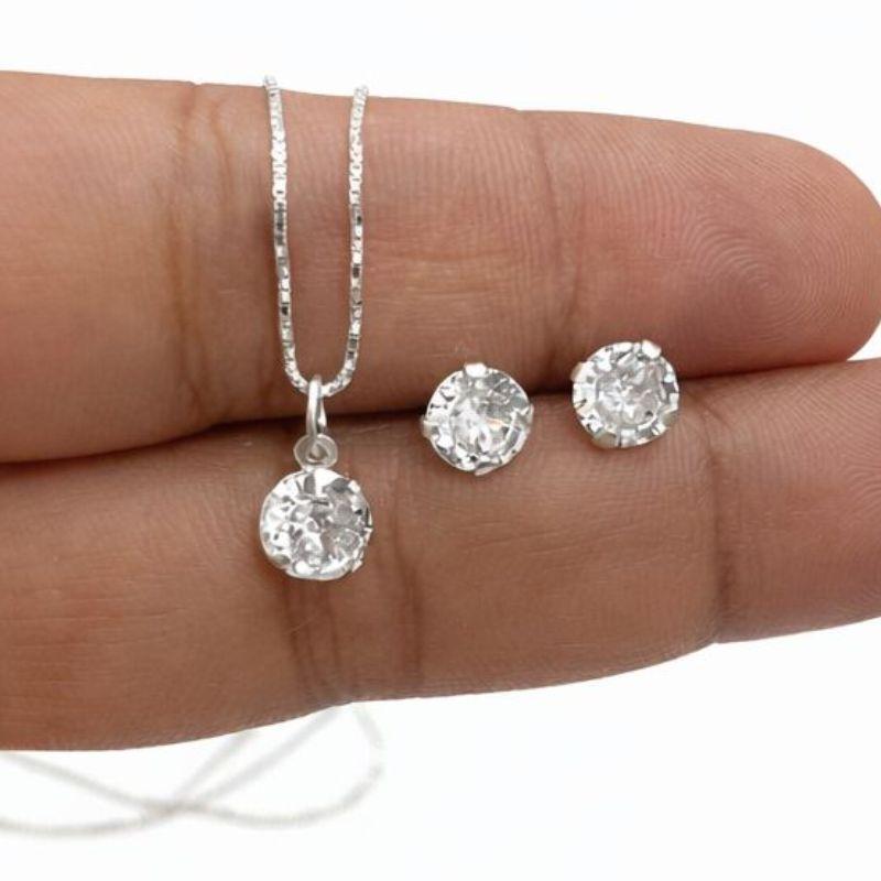 CONJUNTO ZIRCONIA 6MM REDONDO CRISTAL