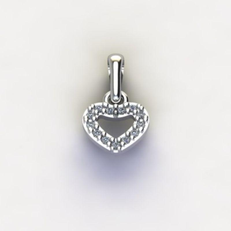 Pingente Mini Coração Vazado com Zircônia Cristal - Prata 925