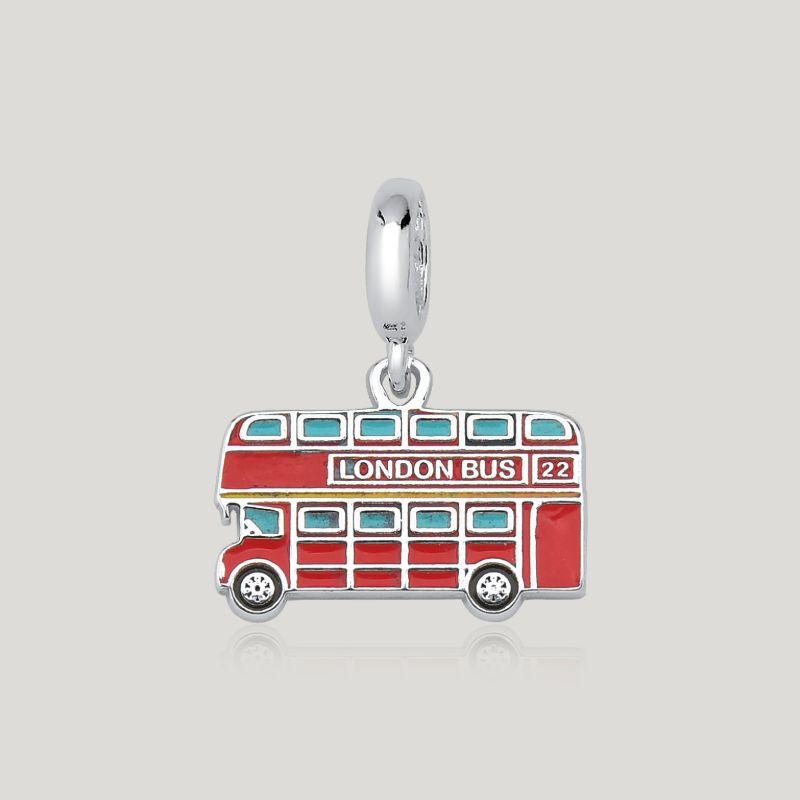 Pingente Ônibus Londrino Resinado - Prata 925