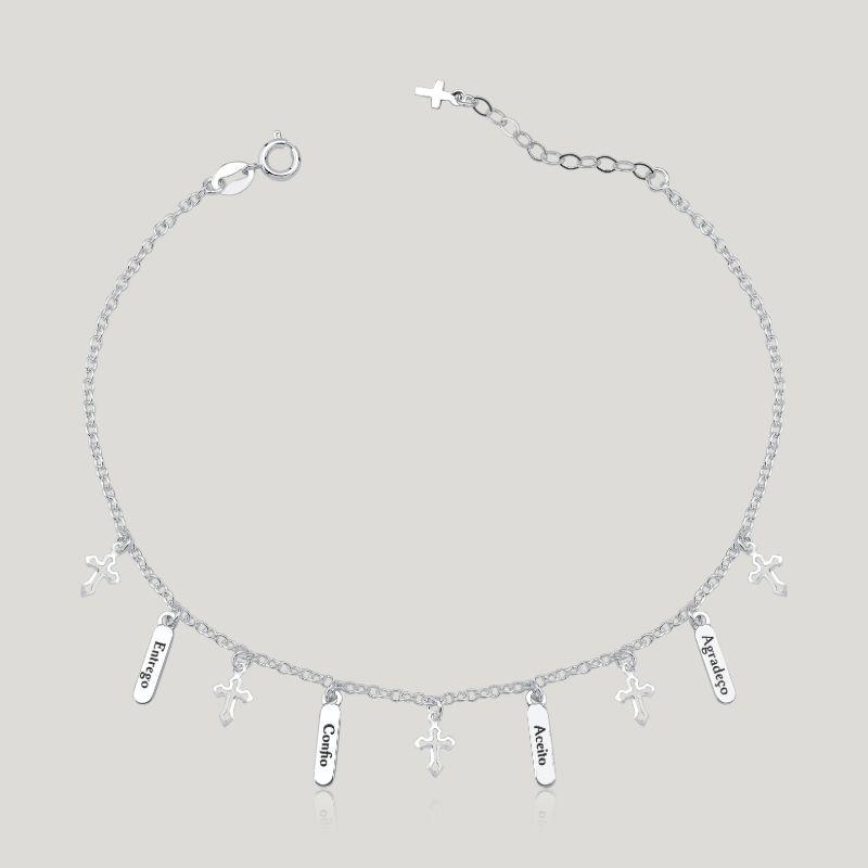 PULSEIRA PLACAS ENTREGO/AGRADEÇO/CONFI O/ACEITO C/ RESINA TAM. 18 CM